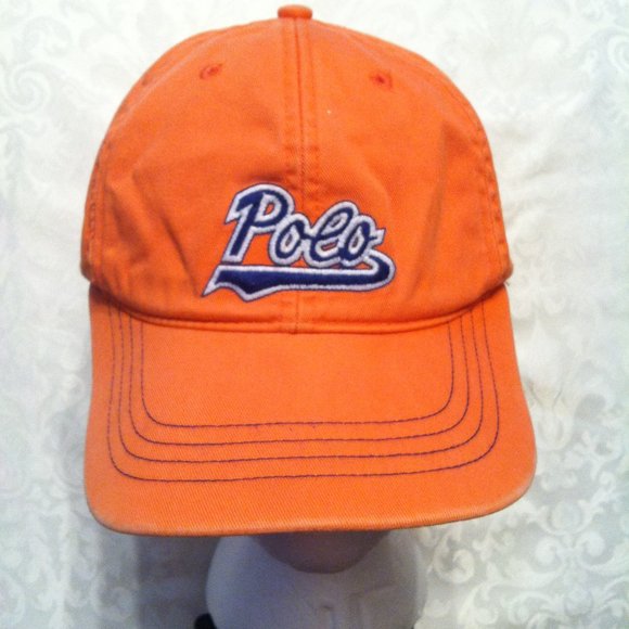 POLO RALPH LAUREN MEN'S PRE-OWNED ORANGE 100%COTTON HAT ONE SIZE